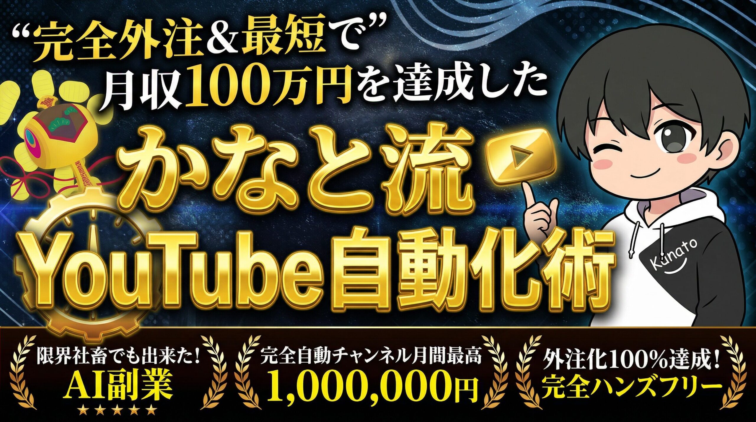 【YouTube収益化✖️限界社畜のAI副業】完全外注&最短で月収100万円を達成した、かなと流YouTube自動化術
